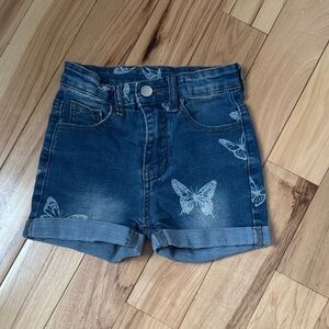 SHEIN Blue Denim Butterfly Kids Shorts
